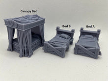 Load image into Gallery viewer, Bedroom/Tavern Beds/Candles - Tabletop Terrain | Scatter Terrain | Miniatures Terrain | Dungeons and Dragons | Pathfinder | RPG Terrain