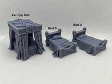 Load image into Gallery viewer, Bedroom/Tavern Beds/Candles - Tabletop Terrain | Scatter Terrain | Miniatures Terrain | Dungeons and Dragons | Pathfinder | RPG Terrain