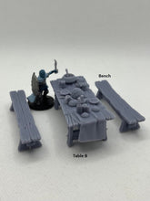 Load image into Gallery viewer, Dinner Table/Tavern/Food Tables - Tabletop Terrain | Scatter Terrain | Miniatures Terrain | Dungeons and Dragons | Pathfinder | RPG Terrain