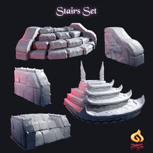 Load image into Gallery viewer, Stair Miniature/Stair Terrain/Stairs/Pedestal - Tabletop Terrain | Scatter Terrain | Dungeons and Dragons | Safehold | Portals of Atarien