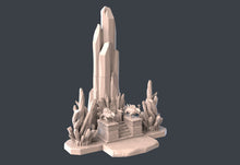 Load image into Gallery viewer, Crystal Terrain Set | Underdark Terrain |Crystal Throne | Stalagtite | Stalagmite | Cavern Terrain | Dungeons and Dragons | RPG | 32mm | 5e