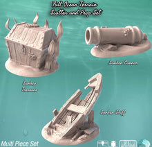Load image into Gallery viewer, Ocean Terrain Set 3 | Ocean Scatter Terrain | Pirate Terrain | Water Terrain | Underwater | Dungeons and Dragons | 32mm | Sync Ratio Systems