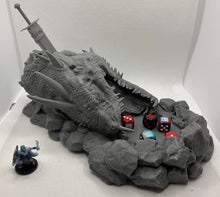 Load image into Gallery viewer, Slain Dragon Dice Tower | Dragon Dice Tower | Dungeons and Dragons Dice Tower | Beast Miniatures Dice Tower | Monster Dice Tower | DnD