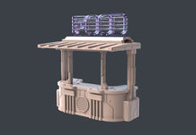 Load image into Gallery viewer, Cyberpunk Terrain Set 1 | Cyberpunk Street Vendor | Cyberpunk Street Terrain | Science Fiction Terrain | Space Terrain | RPG | 32mm