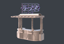 Load image into Gallery viewer, Cyberpunk Terrain Set 1 | Cyberpunk Street Vendor | Cyberpunk Street Terrain | Science Fiction Terrain | Space Terrain | RPG | 32mm