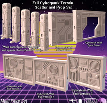 Load image into Gallery viewer, Cyberpunk Terrain Set 4 | Cyberpunk Wall w/ holes for Magnets | Cyberpunk Wall Terrain | Science Fiction Terrain | Space Terrain | 32mm