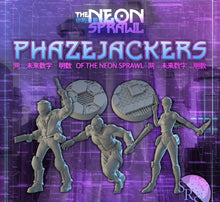 Load image into Gallery viewer, Cyberpunk Miniatures Set | Cyberpunk Heroes | Cyberpunk Adventurers | Science Fiction Miniatures | RPG | 32mm | Phazejackers | Neon Sprawl