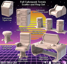 Load image into Gallery viewer, Cyberpunk Terrain Set 3 | Cyberpunk Scatter Terrain | Cyberpunk Street Terrain | Science Fiction Terrain | Space Terrain | RPG | 32mm