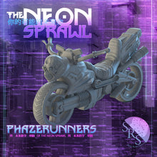 Load image into Gallery viewer, Cyberpunk Motorcycle Miniatures Set | Cyberpunk Biker Heroes | Cyberpunk Adventurers | SciFi Miniatures | RPG | 32mm | Phazerunners