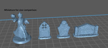 Load image into Gallery viewer, Gravestones Terrain Set | Haunted Graveyard Terrain | Gravestone/Headstone Terrain | Spooky Spirit Terrain | Scary Terrain | DnD| 5e | 32mm