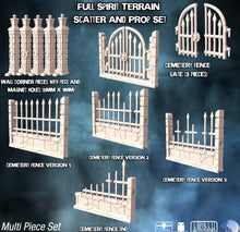 Load image into Gallery viewer, Graveyard Wall Terrain Set | Graveyard Fence Terrain w/ Magnet Holes | Haunted | Spooky Terrain | Scary | Dungeons and Dragons | 5e | DnD
