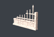 Load image into Gallery viewer, Graveyard Wall Terrain Set | Graveyard Fence Terrain w/ Magnet Holes | Haunted | Spooky Terrain | Scary | Dungeons and Dragons | 5e | DnD