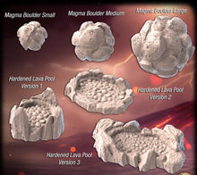 Load image into Gallery viewer, Volcano Terrain Set 2 | Volcanic Terrain | Lava Pool Terrain | Lava/Magma Terrain | Volcanic Rock | 32mm | Dungeons and Dragons