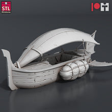 Load image into Gallery viewer, Airship Skiff - Flying Boat - Flying Ship - Airship Cutter - Pirate RPG Minis | Storm King's Thunder | Dungeons and Dragons | 5e |Pathfinder
