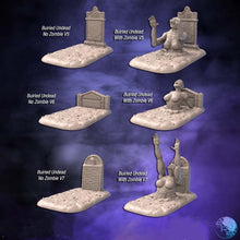Load image into Gallery viewer, Undead Graveyard Terrain/Miniature Set | Zombie Terrain | Haunted Terrain | Gravestones | Spooky | Dungeons and Dragons| 32mm | 5E | DnD