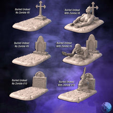 Load image into Gallery viewer, Undead Graveyard Terrain/Miniature Set | Zombie Terrain | Haunted Terrain | Gravestones | Spooky | Dungeons and Dragons| 32mm | 5E | DnD