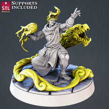 Load image into Gallery viewer, Genasi Miniature Set: 32mm Resin Miniatures for DnD/Pathfinder, Air, Water, Fire, Earth, Elemental