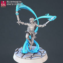 Load image into Gallery viewer, Genasi Miniature Set: 32mm Resin Miniatures for DnD/Pathfinder, Air, Water, Fire, Earth, Elemental