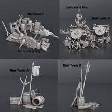 Load image into Gallery viewer, Rioter Miniature Set: Protesters, ABS-Like Resin, Townsfolk, Barricade Terrain, D&D, Pathfinder