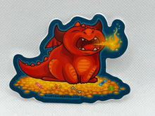 Load image into Gallery viewer, Baby Red Dragon Sticker: Baby Themberchaud, Sneezing Fire, DnD Monster