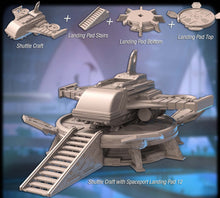 Load image into Gallery viewer, Spaceport Landing Pad Terrain Set: 32mm Sci-Fi Terrain, ABS-Like Resin, Cyberpunk RPG