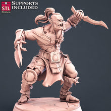 Load image into Gallery viewer, Fighter Miniature Set: 32mm Resin, D&D, RPG, Unpainted
