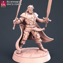 Load image into Gallery viewer, Fighter Miniature Set: 32mm Resin, D&D, RPG, Unpainted