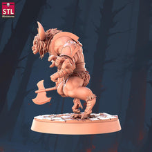 Load image into Gallery viewer, Minotaur Miniature | Minotaur Warrior | Four Armed Minotaur | Berserker | Bull Monster | Dungeons and Dragons | 32mm | Frostgrave | ROSD