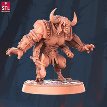 Load image into Gallery viewer, Minotaur Miniature | Minotaur Warrior | Four Armed Minotaur | Berserker | Bull Monster | Dungeons and Dragons | 32mm | Frostgrave | ROSD