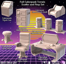 Load image into Gallery viewer, Cyberpunk Terrain Set 3 | Cyberpunk Scatter Terrain | Cyberpunk Street Terrain | Science Fiction Terrain | Space Terrain | RPG | 32mm