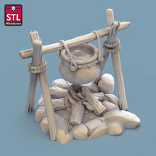 Load image into Gallery viewer, Campsite/Tents/Campfire - Tabletop Terrain | Scatter Terrain | Miniatures Terrain | Dungeons and Dragons | Pathfinder | RPG Terrain