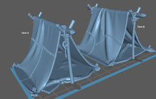 Load image into Gallery viewer, Campsite/Tents/Campfire - Tabletop Terrain | Scatter Terrain | Miniatures Terrain | Dungeons and Dragons | Pathfinder | RPG Terrain