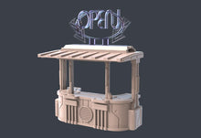 Load image into Gallery viewer, Cyberpunk Terrain Set 1 | Cyberpunk Street Vendor | Cyberpunk Street Terrain | Science Fiction Terrain | Space Terrain | RPG | 32mm