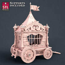 Load image into Gallery viewer, Carnival Miniatures Set | Circus | Strongman | Jester | Performers | Carnival Cart | Circus | Tabletop Terrain | DnD | Miniatures | DnD 5E