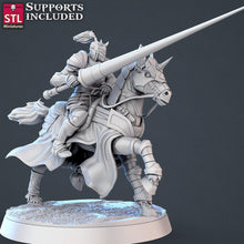 Load image into Gallery viewer, Jousting Miniature Set 1 | Mounted Warrior | Knight | Noble | Jester | Maiden | Jousting Tournament | Dungeons and Dragons | DnD 5e | RPG