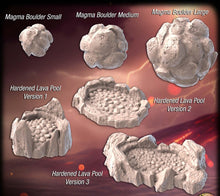 Load image into Gallery viewer, Volcano Terrain Set 2 | Volcanic Terrain | Lava Pool Terrain | Lava/Magma Terrain | Volcanic Rock | 32mm | Dungeons and Dragons