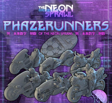Load image into Gallery viewer, Cyberpunk Motorcycle Miniatures Set | Cyberpunk Biker Heroes | Cyberpunk Adventurers | SciFi Miniatures | RPG | 32mm | Phazerunners
