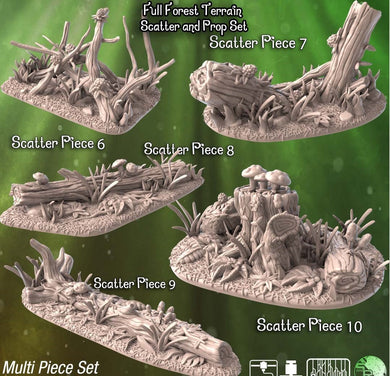 Forest Undergrowth Terrain Set| Forest Scatter Terrain | Mushroom Scatter Terrain | Stump Terrain | Dungeons and Dragons | 32mm | 5e | DnD