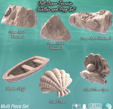 Ocean Terrain Set 3 | Ocean Scatter Terrain | Pirate Terrain | Water Terrain | Underwater | Dungeons and Dragons | 32mm | Sync Ratio Systems