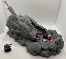 Load image into Gallery viewer, Slain Dragon Dice Tower | Dragon Dice Tower | Dungeons and Dragons Dice Tower | Beast Miniatures Dice Tower | Monster Dice Tower | DnD
