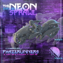 Load image into Gallery viewer, Cyberpunk Motorcycle Miniatures Set | Cyberpunk Biker Heroes | Cyberpunk Adventurers | SciFi Miniatures | RPG | 32mm | Phazerunners
