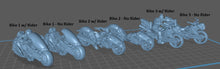 Load image into Gallery viewer, Cyberpunk Motorcycle Miniatures Set | Cyberpunk Biker Heroes | Cyberpunk Adventurers | SciFi Miniatures | RPG | 32mm | Phazerunners
