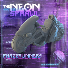 Load image into Gallery viewer, Cyberpunk Motorcycle Miniatures Set | Cyberpunk Biker Heroes | Cyberpunk Adventurers | SciFi Miniatures | RPG | 32mm | Phazerunners
