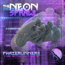 Load image into Gallery viewer, Cyberpunk Motorcycle Miniatures Set | Cyberpunk Biker Heroes | Cyberpunk Adventurers | SciFi Miniatures | RPG | 32mm | Phazerunners
