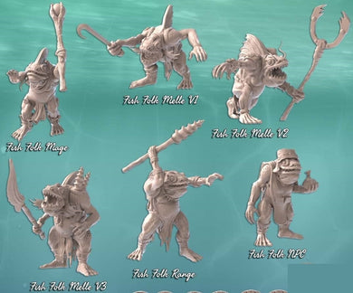 Locathah Miniatures | Fish Folk Miniature | Ocean Miniatures | Water Miniatures | Underwater | Dungeons and Dragons Terrain
