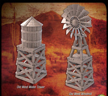 Load image into Gallery viewer, Western Terrain Set 2 | Saloon | Poker Table | Bar | Windmill | Water Tower | Western Scatter Terrain | RPG Terrain | 32mm
