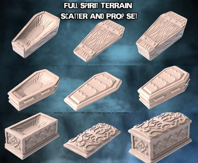 Coffin Terrain Set | Haunted Terrain | Casket Terrain | Spooky Spirit Terrain | Scary Terrain | Dungeons and Dragons| 32mm | DnD | 5e