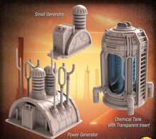 Load image into Gallery viewer, Sci-Fi Factory Terrain Set 2 | Science Fiction Terrain | Cyberpunk Factory Terrain | Futuristic Factory | Machinery Terrain | RPG | 32mm
