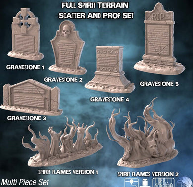 Gravestones Terrain Set | Haunted Graveyard Terrain | Gravestone/Headstone Terrain | Spooky Spirit Terrain | Scary Terrain | DnD| 5e | 32mm