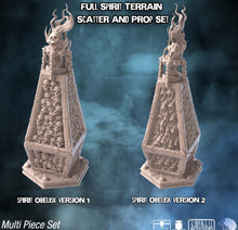 Load image into Gallery viewer, Haunted Portal Terrain Set | Obelisk | Avernus Terrain | Spirit Portal Terrain | Spooky | Hell | Scary Terrain | Dungeons and Dragons | 32mm
